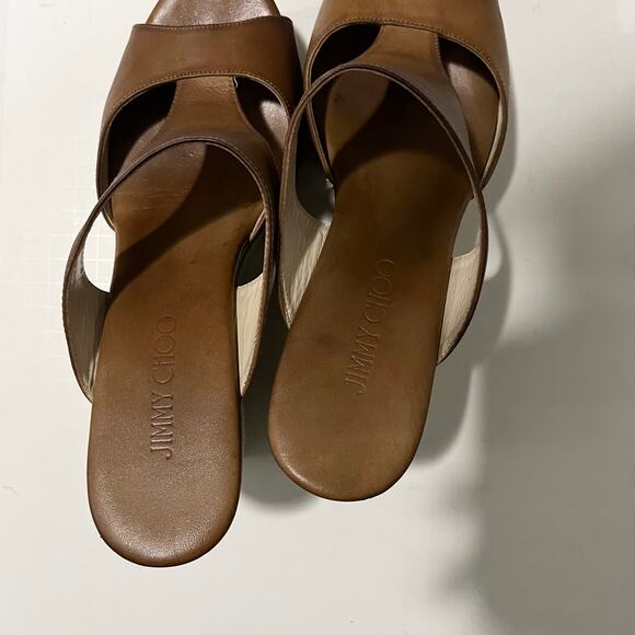 Jimmy Choo Cognac Sandal Wedges 41 - Picture 6 of 8